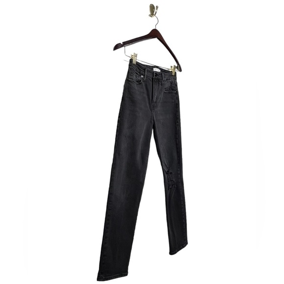 GOOD AMERICAN Good Classic Ripped Skinny Jeans Black206 24 - Picture 6 of 9